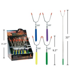 Bbq Telescopic Fork, 4 Colours. Assorted Extends From 9.5 To 33"l"