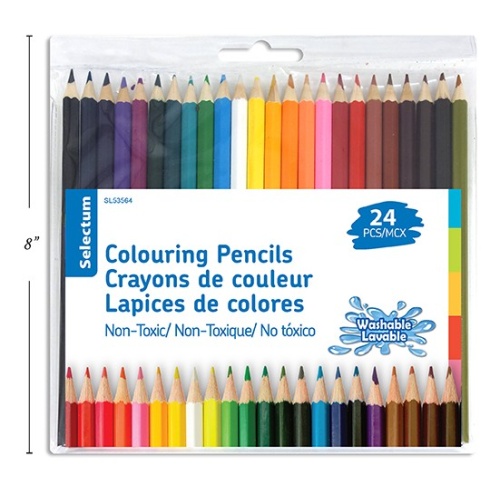 24 PCS COLORING PENCILS VINYL POUCH, PRE SHARPENED SELECTUM