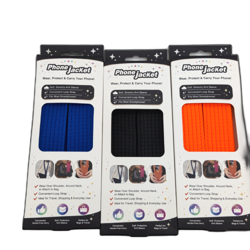 Phone Jacket Knit Sleeve W/loop Strap Assorted Colours