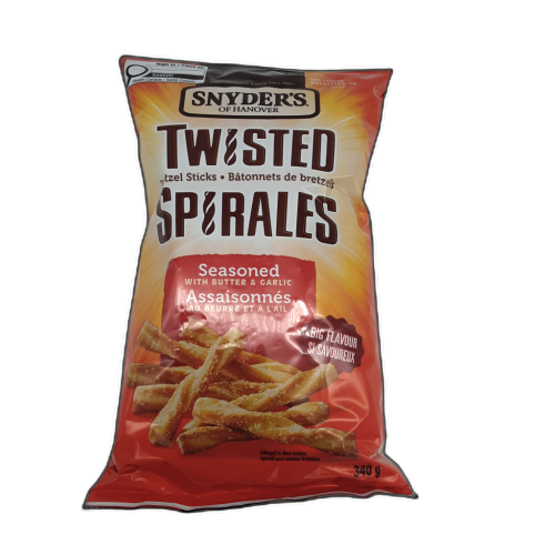 Twisted Pretzel Sticks Seasoned With Butter & Garlic 340g. Snyder's