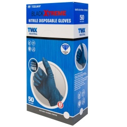 Nitrile Gloves 50PK  8 Mil Black M Diamond Grip Latex Free Disposable