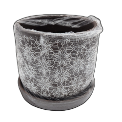 Planter w/Attatched Saucer Lavender 5.5 x 4.5""