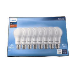 LED Bulb 8pk. 100W Replacement A19 Soft White Philips