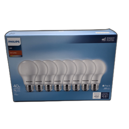 LED Bulb 8pk. 40W Replacement A19 Soft White Philips