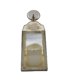 LED Candle Lantern White Plastic 4 x 4" x 8""