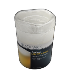 LED Wax Candle 3 x 4" Warm Natural Flicker Black Wick Fusion"