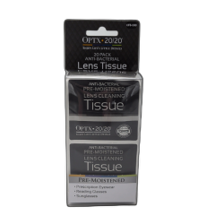 Lens Cleaning Tissue 20pk. Anti-Bacterial Pre-Moistened Optx 20/20