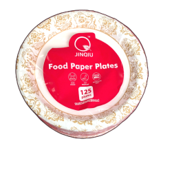 Paper Plates 10.5 White & Gold Round 125pk."