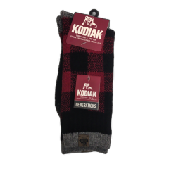 Women's Socks Size 4-10 Red & Black Plaid W/ Grey Kodiak