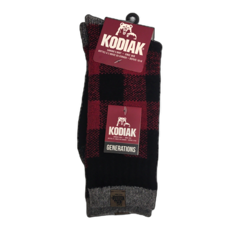 Women's Socks Size 4-10 Red & Black Plaid W/ Grey Kodiak